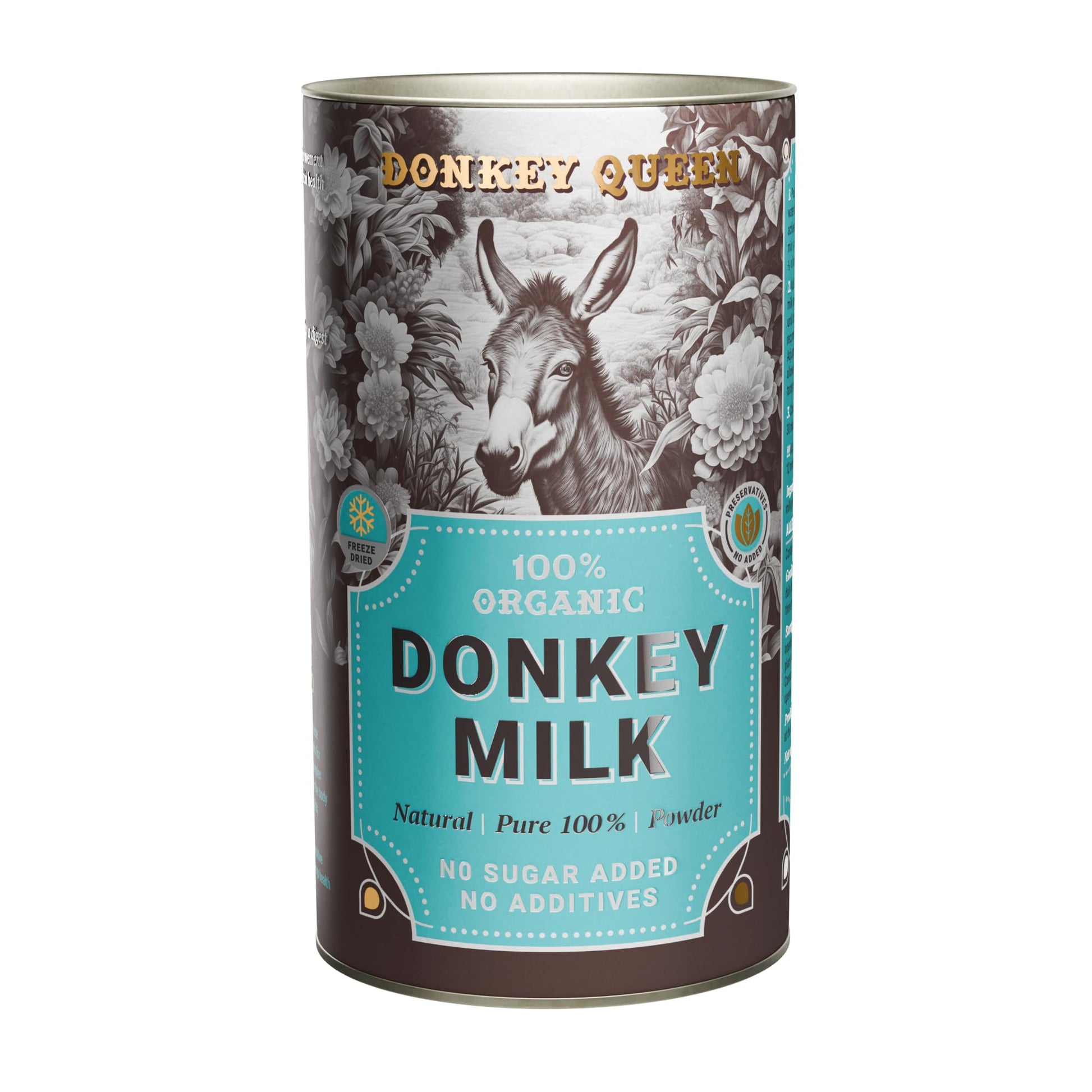 Donkey Queen Milk Powder  180g  100% Organic and Sweet Taste Without Added Sugar  Vitamins  Minerals  Immune Booster  Freeze-Dried  No Preservatives  No Additives