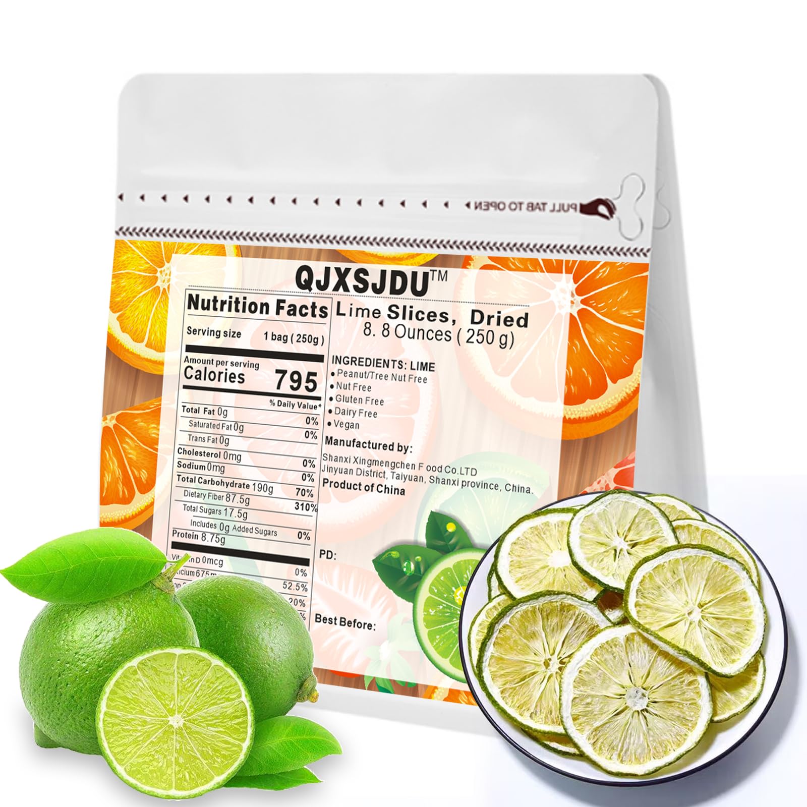 Dried Lime Slices 8.8 Oz/250G Dehydrated Limes For Cocktails Old Fashioned Drink Garnish,No Sugar Fresh Dry Citrus Chips For Fru