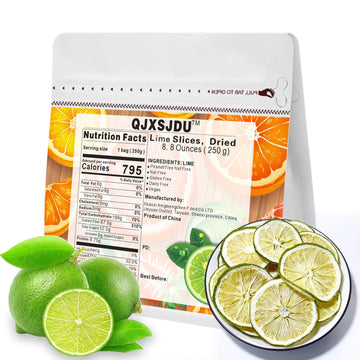 Dried Lime Slices 8.8 Oz/250G Dehydrated Limes For Cocktails Old Fashioned Drink Garnish,No Sugar Fresh Dry Citrus Chips For Fru