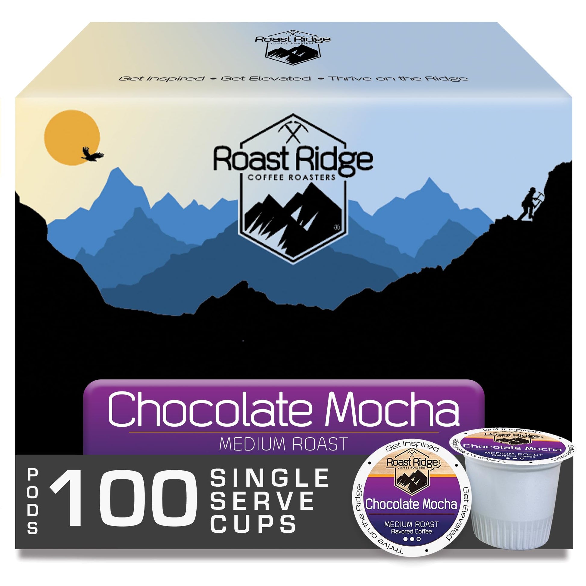Roast Ridge Single Serve Coffee Pods For Keurig K-Cup Malt-Inspired, Chocolate Mocha, Medium Roast, 100 Count
