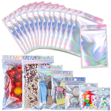 100 Pack Resealable Mylar Bags Smell Proof Pouch Aluminum Foil Packaging Plastic Ziplock Bag,Big Mylar Storage Bags For Candy,Je