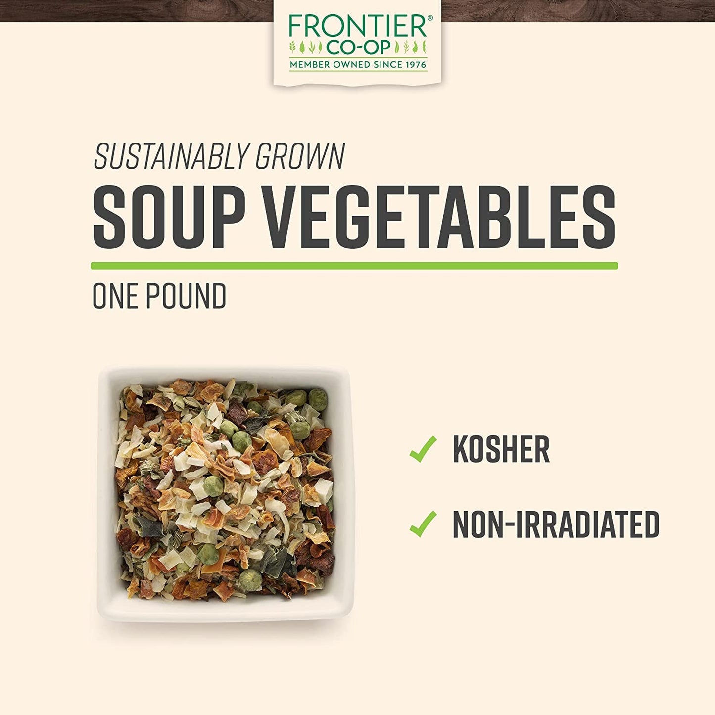 Frontier Deluxe Vegetable Soup, 1-Pound, Mixed Dried Vegetables For Soup, Stew, Stir Fry, Onion, Carrots, Peas & Potatoes