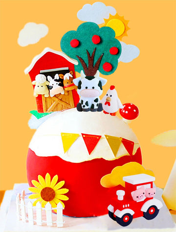 Jevenis Red Farm Animal Cake Decoration Sheep Cake Topper Farm Animal Birthday Decoration Cow Cake Decoration Pig Cake Topper Fo