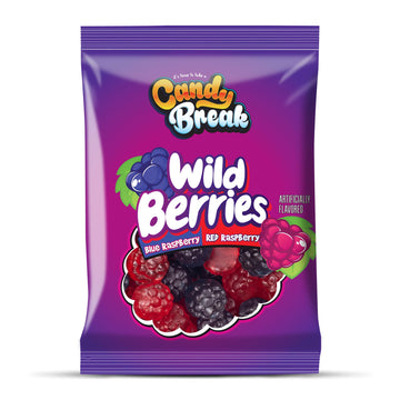 Candy Break Sweet & Fruity Red & Blue Raspberry Gummies 4 Oz Share Size Bag Pack Of 12 - Chewy Gummy Bulk Candy Pack - Snacks Fo