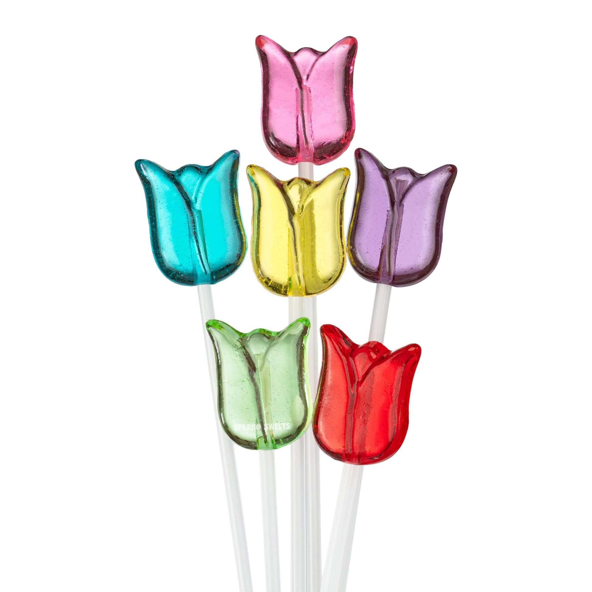 Sparko Sweets Tulip Twinkle Lollipops, Made in USA, 11-inch Length, Fruit Flavors, 24 Pops - Ideal for Birthday Parties, Corpora