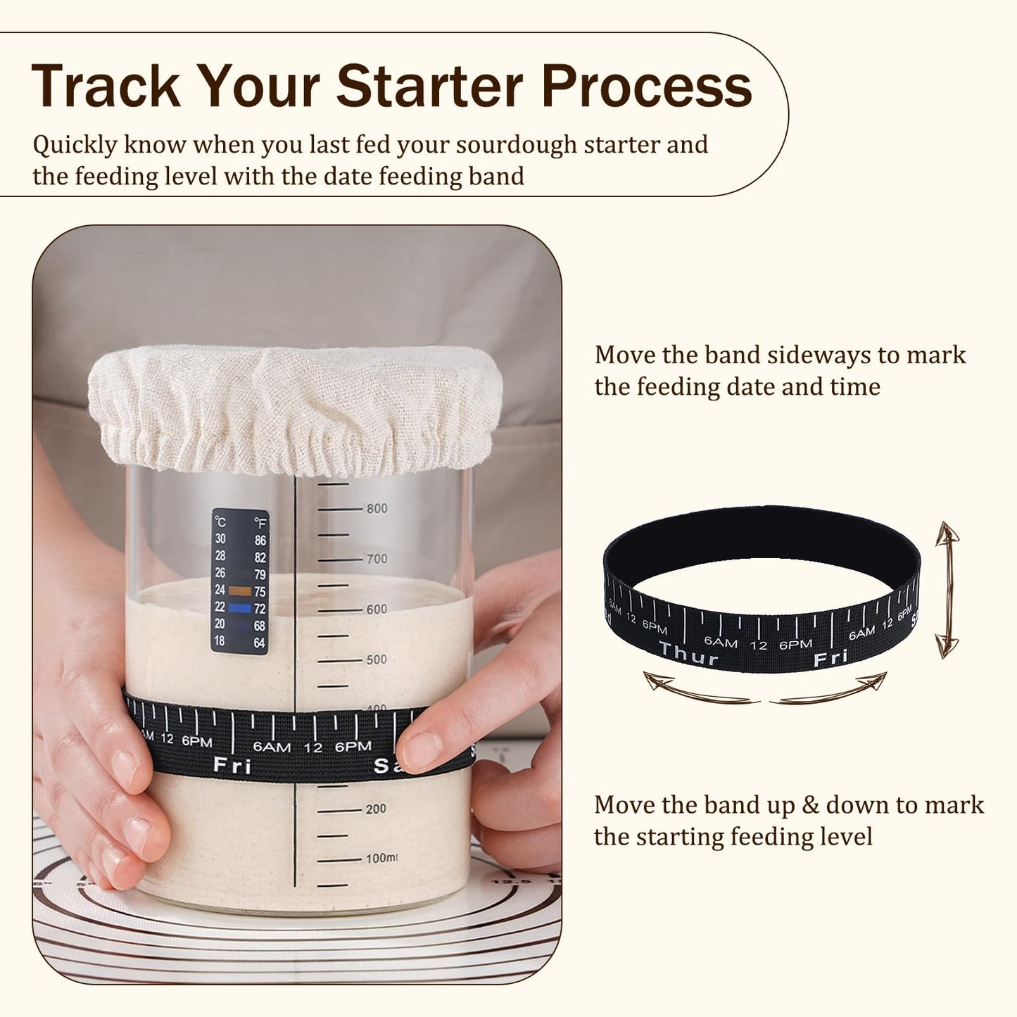 INOBYO Sourdough Starter Glass Jar, 34 oz Wide Mouth, Easy to Use Baking Supplies, Model SSJ-01