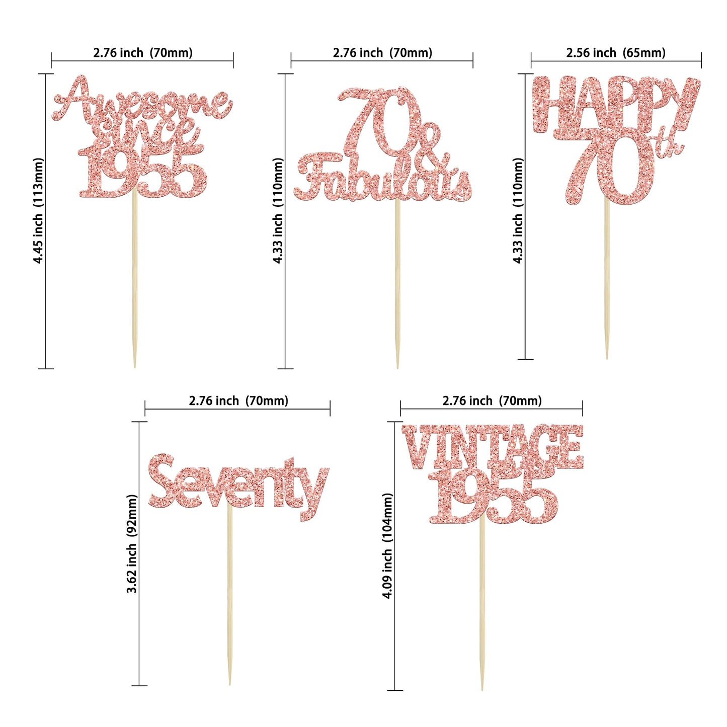 Gyufise 30Pcs Rose Gold Vintage 1953 Cupcake Toppers 70Th Birthday Cupcake Toppers Awesome Since 1953 Hello 70 Cake Topper Seven