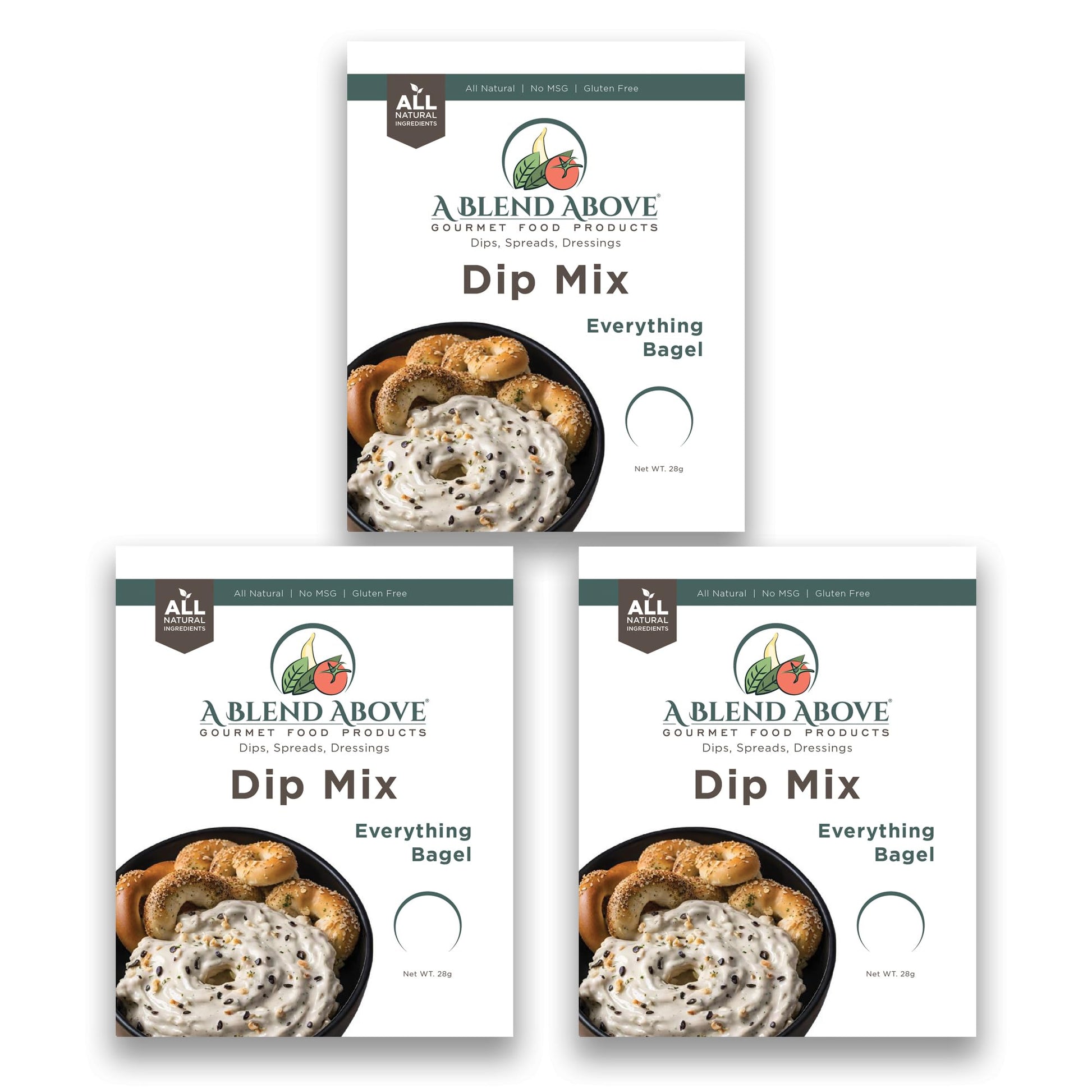 A Blend Above Everything Bagel Dip Mix, 3 Packs, 1 oz. Each, Makes 16 Ounces, Gluten-Free, No MSG, All Natural, No Preservatives