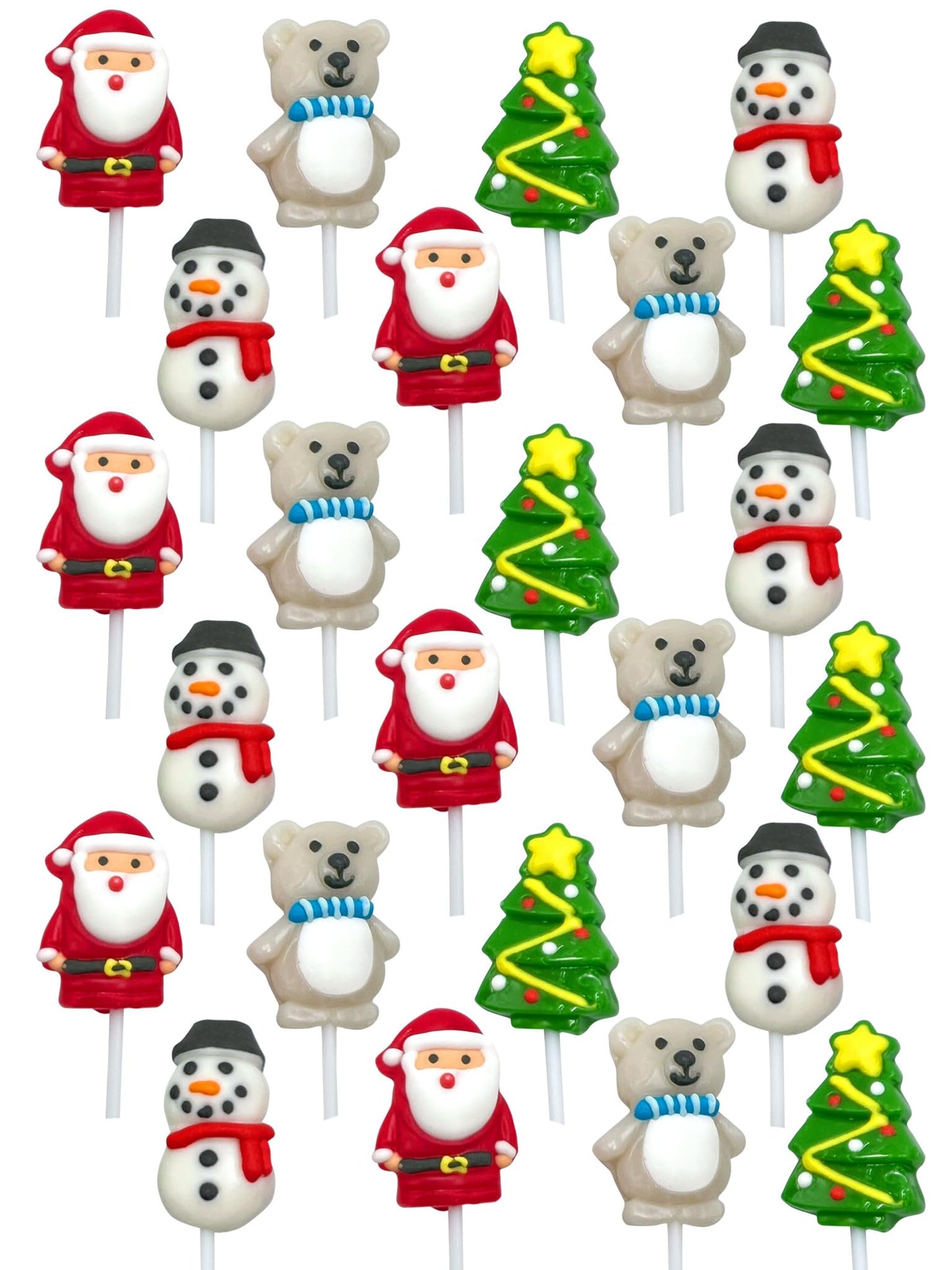 Christmas Lollipops - Holiday Suckers - 24 Individually Wrapped Bulk - Christmas Candy Variety Pack - Santa, Christmas Tree, Sno