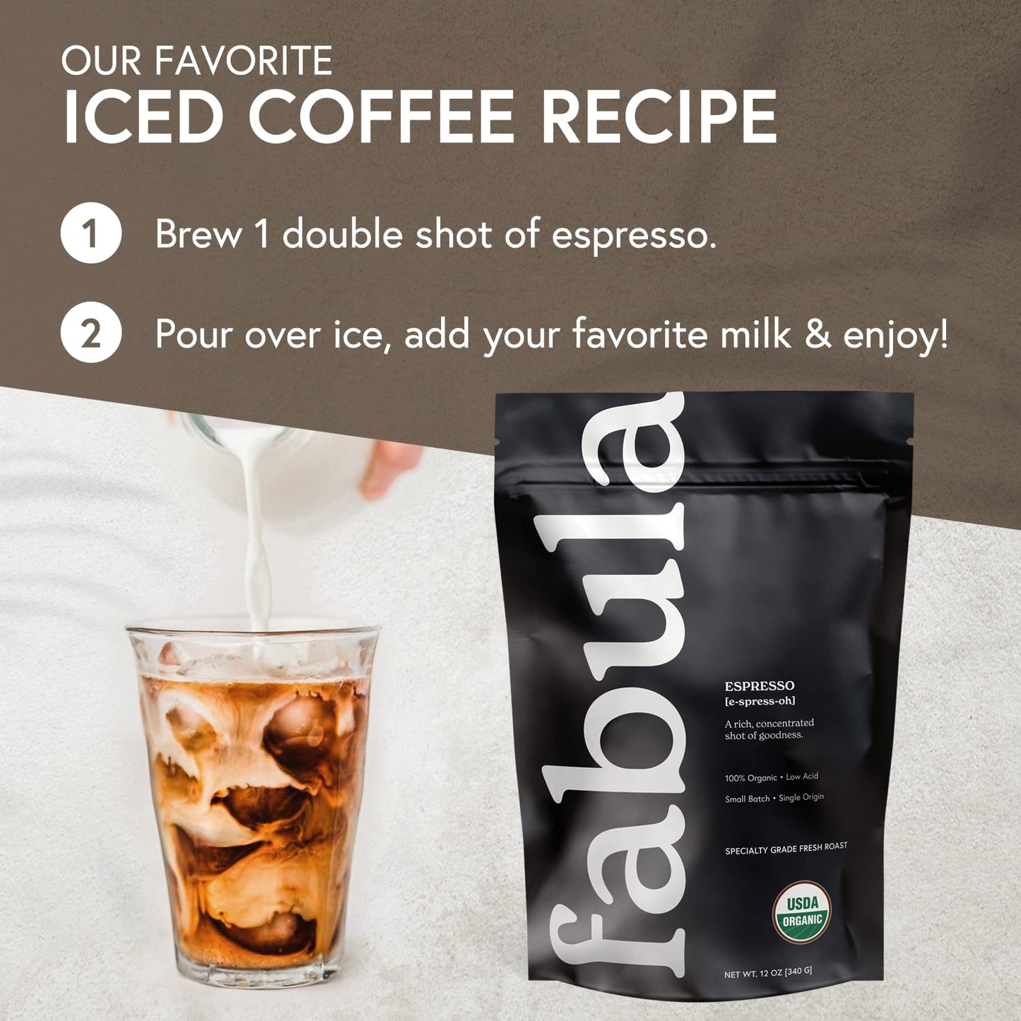 Fabula USDA Organic Espresso Coffee  Freshly Ground Espresso Low Acid Coffee  Non-GMO  No Molds  Mycotoxins Pesticides Free  Single Origin Coffee 12 oz
