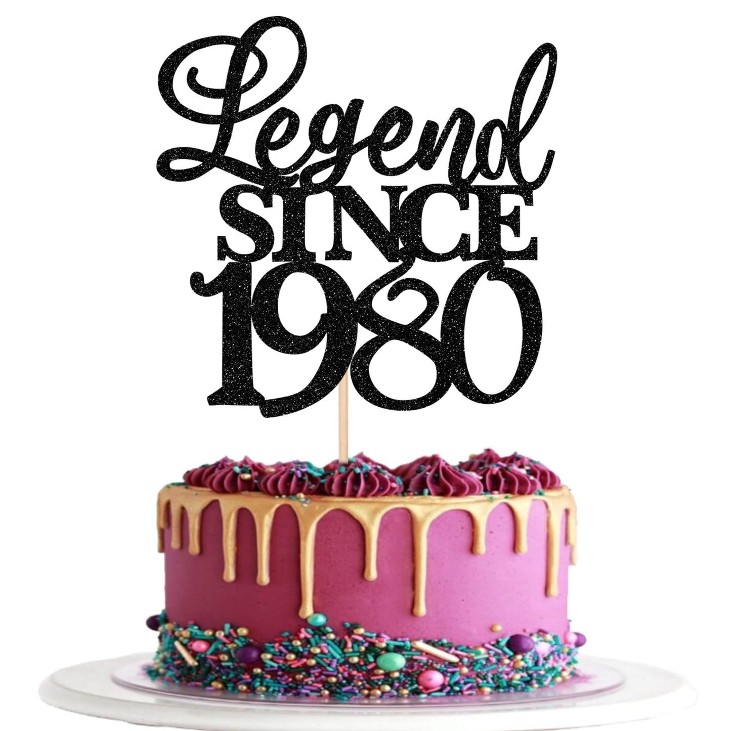 Rsstarxi Cake Topper - Glitter 45th Birthday Decoration, Black