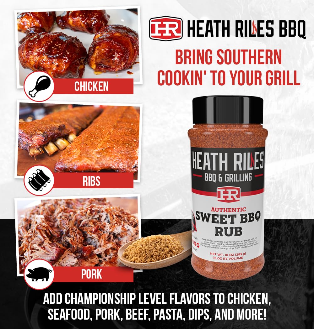Heath Riles BBQ Sweet BBQ Rub Seasoning, Champion Pitmaster Recipe, 2 lb Bulk Bag