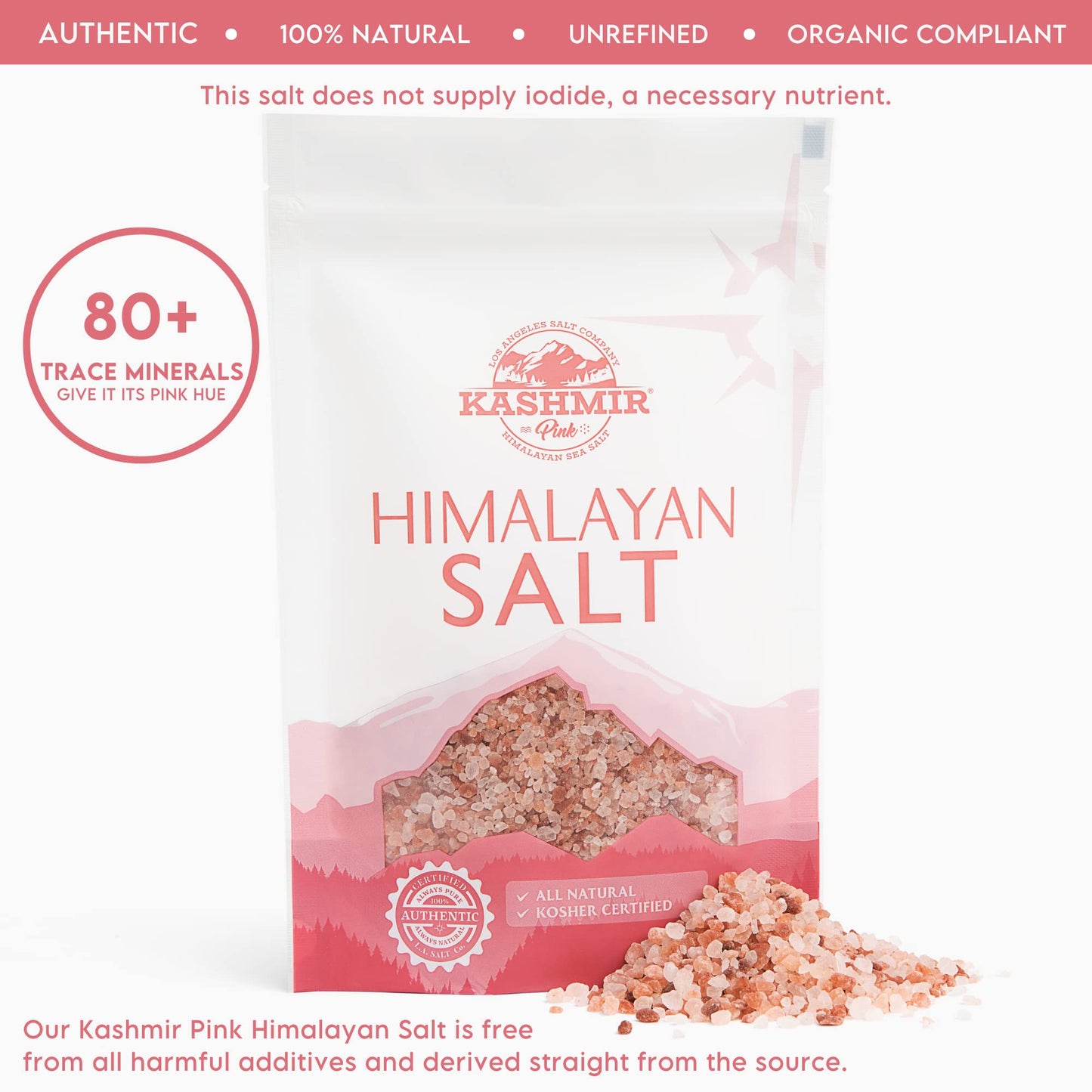 LA SALT CO Coarse Pink Himalayan Salt, 35.2 Ounce, Pure Food Grade, Vegan, Non-GMO, Kosher, 84 Trace Minerals