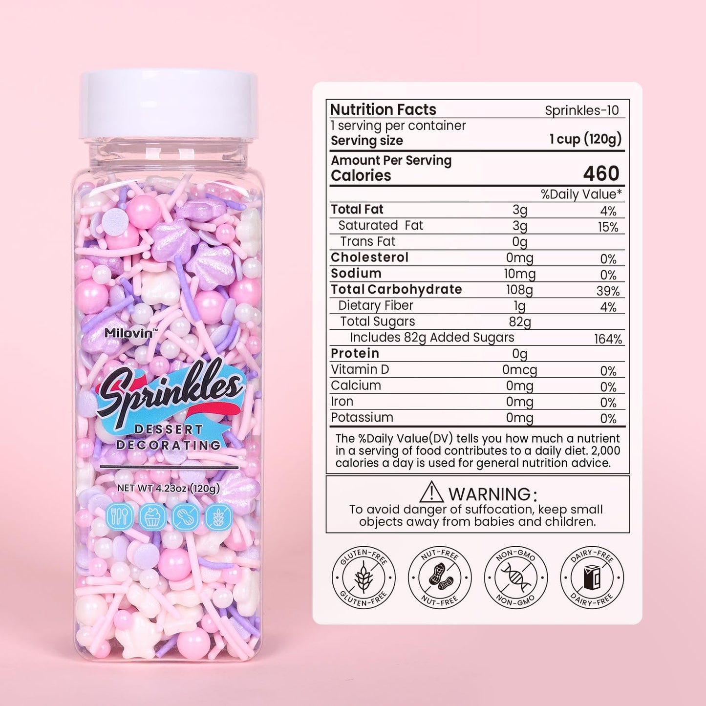 Edible Seashell Sprinkles For Cake Decorating, Seashells Cake Decorations Mix, White Pink Pearl Sprinkles, Jimmy, Confetti, Perf