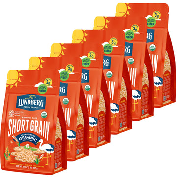 Lundberg Short Grain Brown Rice, Gluten-Free, Non-GMO Project Verified, Vegan, Kosher, 100% Whole Grain, Brown, 32 Ounce (Pack o