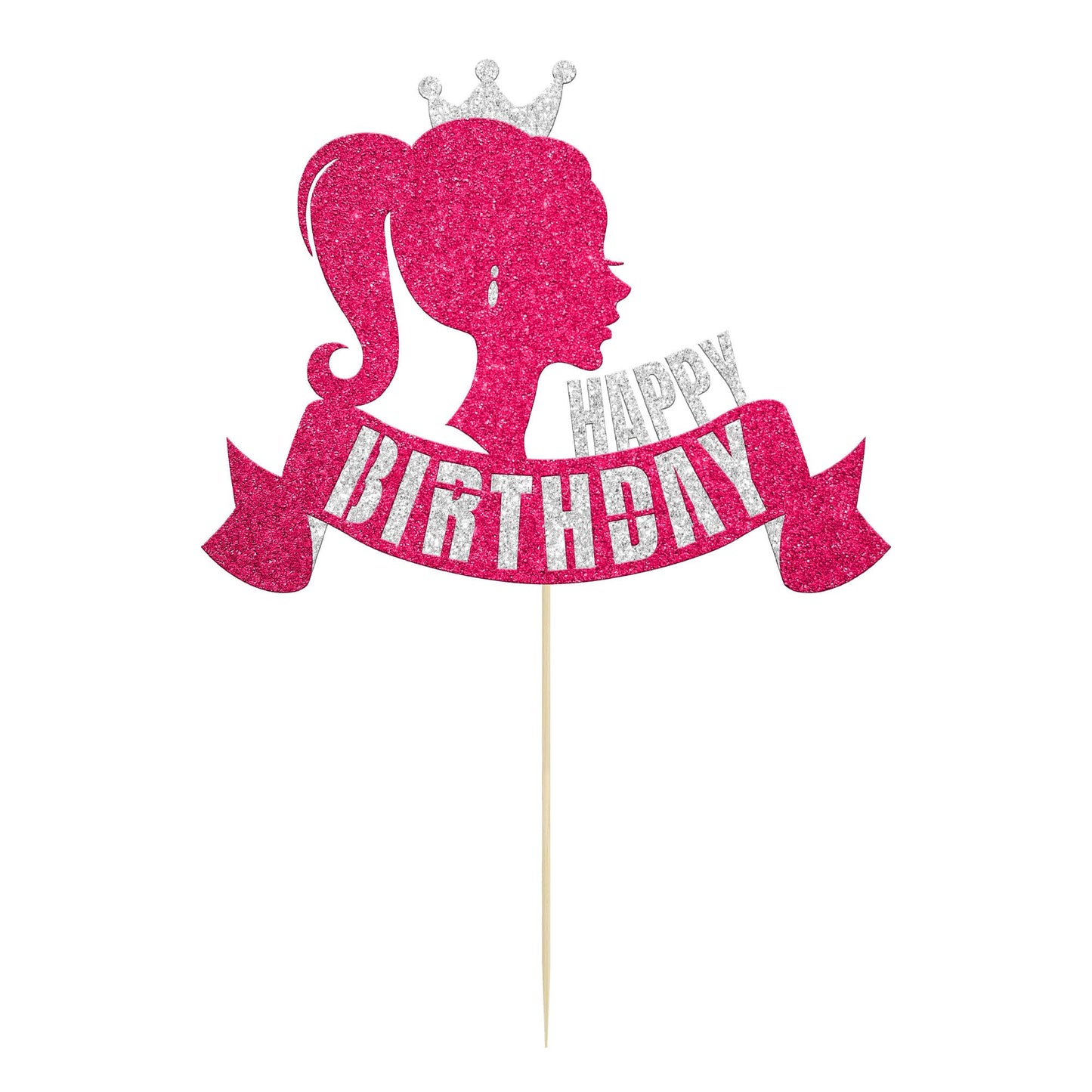 Gyufise Glitter Crown Cake Topper for Girls - Small Paper Birthday Decoration - 1pc