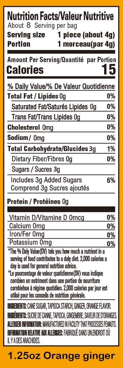 Gem Gem Ginger Candy Chewy Ginger Chews (Orange, 1.25Oz Tasting Samples)