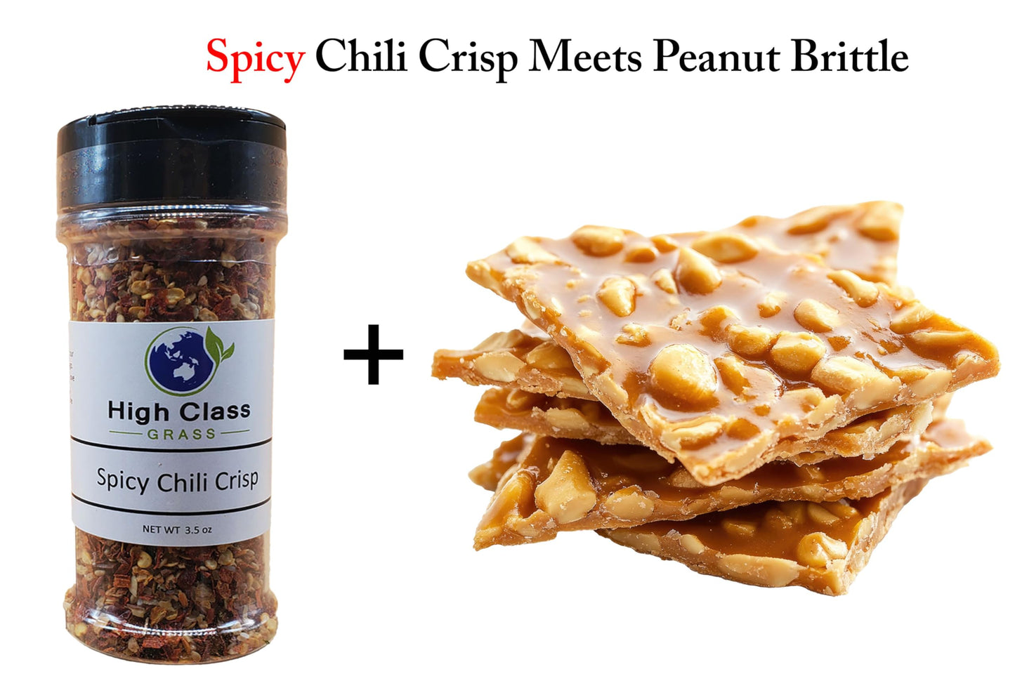High Class Grass Spicy Peanut Brittle Candy, Old Fashioned Style Brittle Made With Chinese Spicy Chili Crisp, Vegan And Gluten F