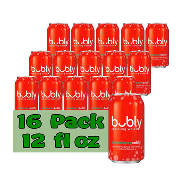 Bubly Strawberry Flavored Sparkling Water 12 fl oz Aluminum Can 16 Pack