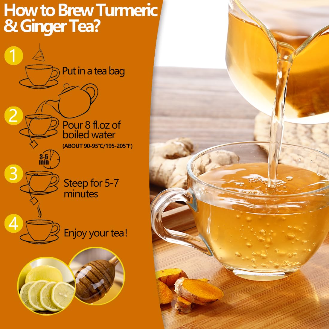 50 enhanced Turmeric  Ginger  Cinnamon Blend Tea Bags  100% Natural & No Additives & Caffeine Free.