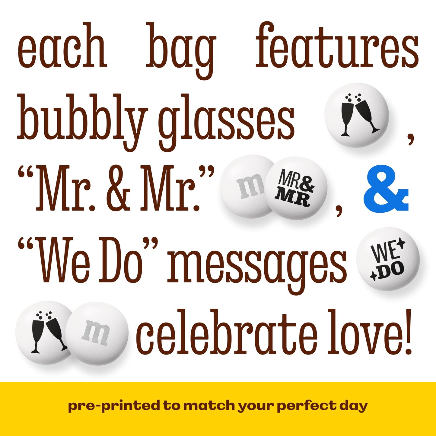 M&MS WORLD Mr. and Mr.  Milk Chocolate Candy  5 lbs Bulk Candy for Wedding Decorations  Unique Favors  or Cake Topper