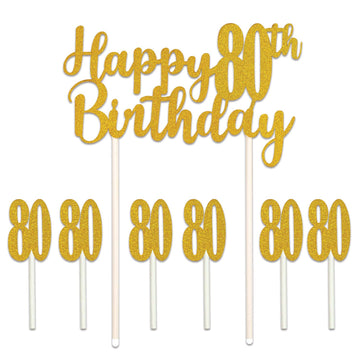 Beistle Happy 80th Birthday Cake Topper, Cardboard, Multicolor, 6 x 8¼, Model 53523-80