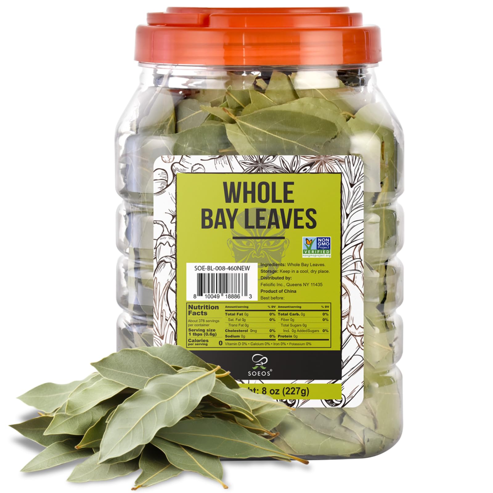 Soeos Bay Leaves, 8 oz (227g), Non-GMO Verified, Dried Bay Leaf, Freshly Packed to Keep Fresh, Bay Laurel Herbs for Cooking,Bay 