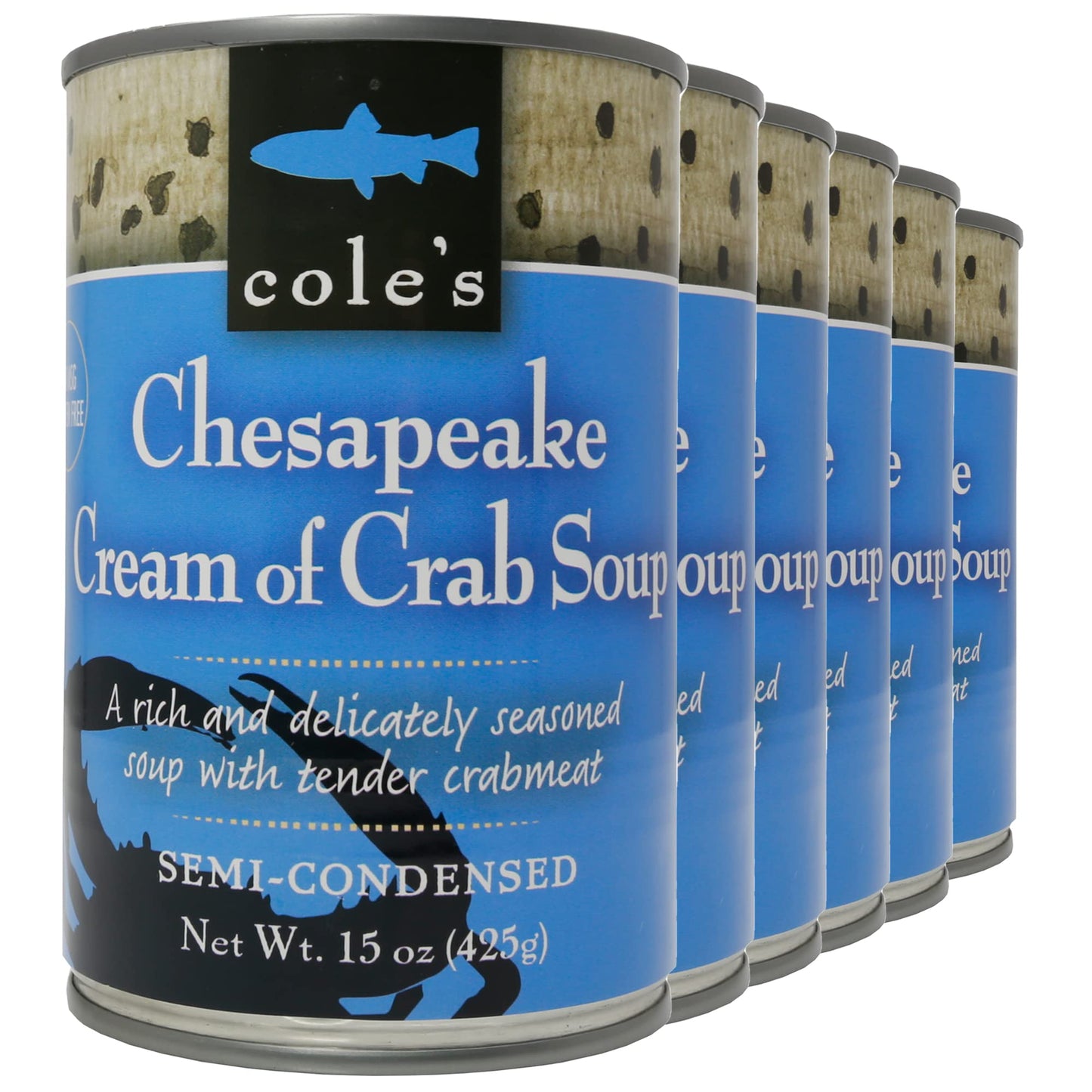 Coles - Pack of 6 Chesapeake Cream of Crab Soup - Premium Canned Fresh Crab Meat & Nutritious Semi Condensed and Gluten-free Bis