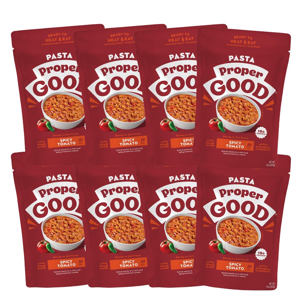 Proper Goods Spicy Tomato Pasta with Spiral Rotini | Easy Lunch or Dinner with 10g Protein per Serving | Quick Meal Solution | P