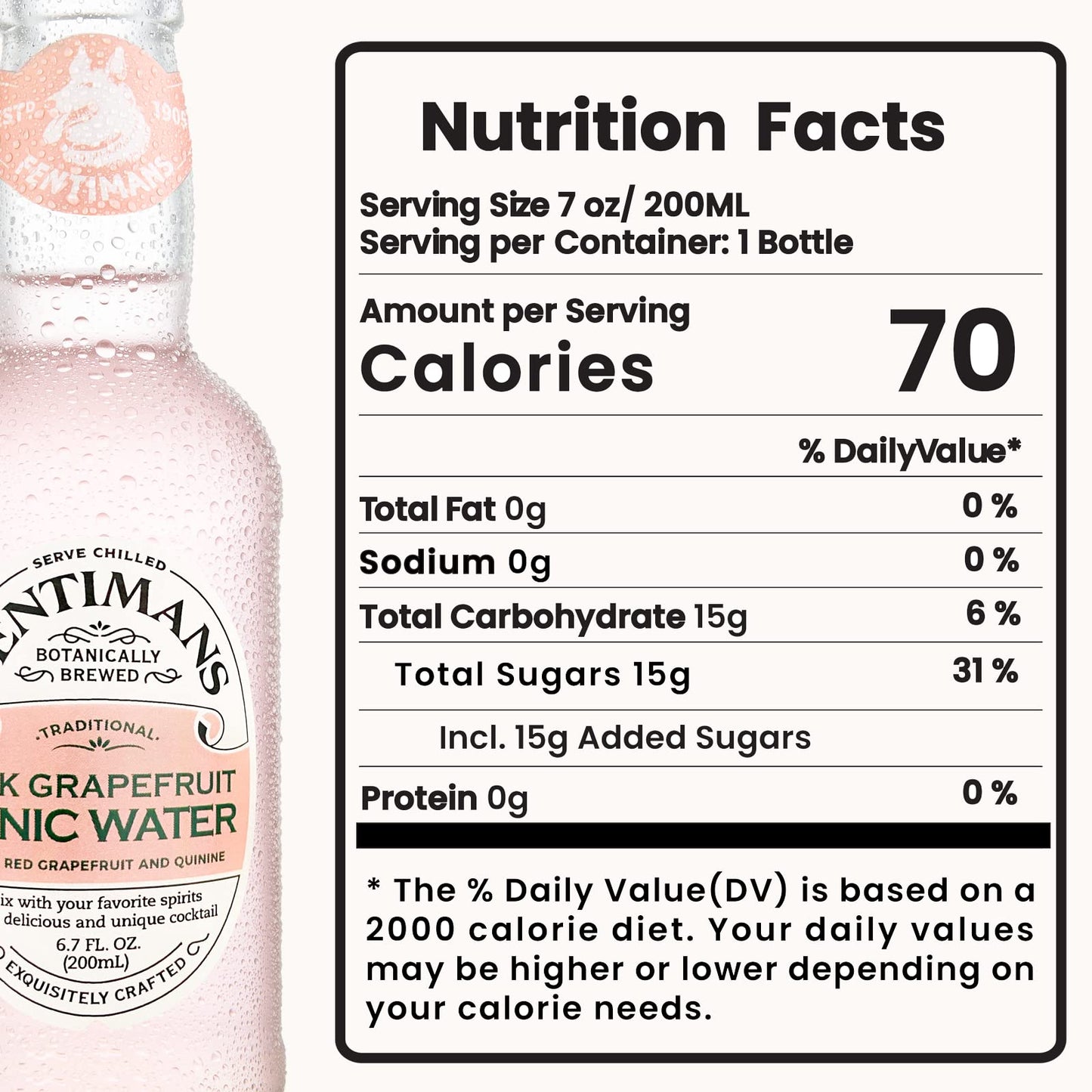 Fentimans Sparkling Pink Grapefruit Tonic Water - Grapefruit Sparkling Water, Craft Soda, Mixer With Natural Ingredients, Botani
