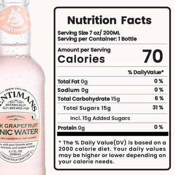 Fentimans Sparkling Pink Grapefruit Tonic Water - Grapefruit Sparkling Water, Craft Soda, Mixer With Natural Ingredients, Botani