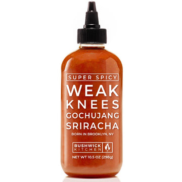 Weak Knees Super Spicy Gochujang Hot Sauce, 10.5Oz Easy Squeeze Bottle, Classic Sriracha Mixed With Korean Gochujang Chili Paste With Habanero Peppers