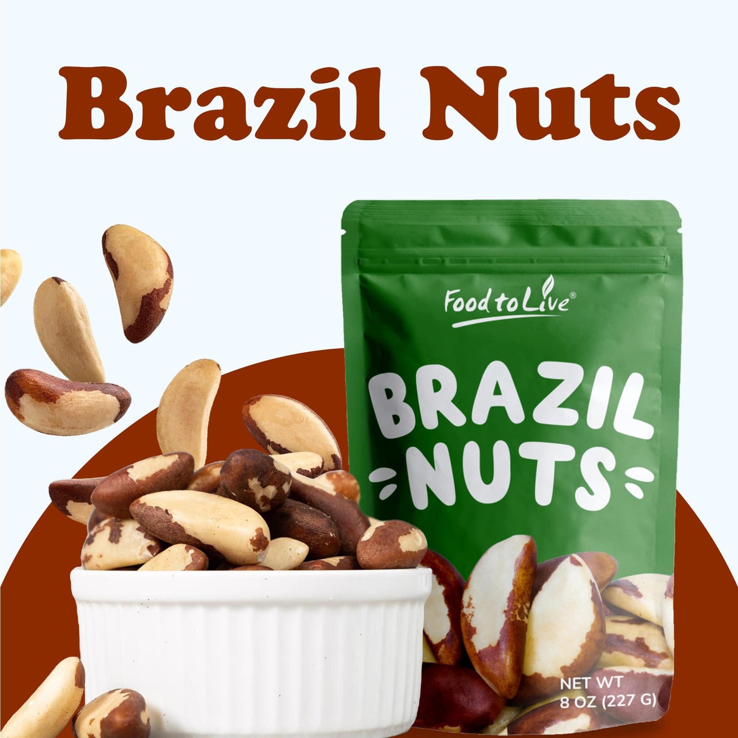 Food to Live Brazil Nuts, Raw, Whole, Unsalted, Non-GMO, 5 Pound Bulk Pack