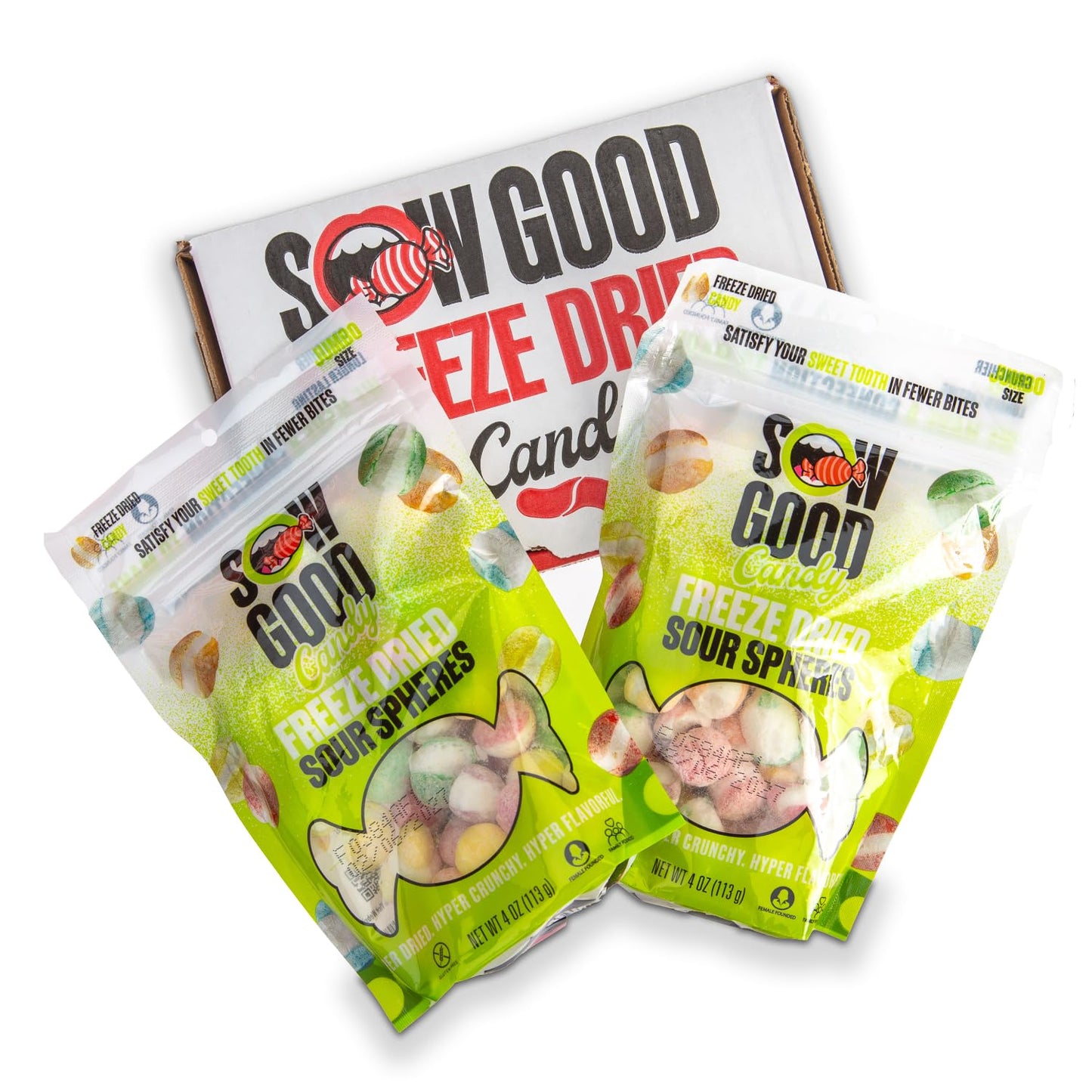 SOW GOOD Freeze Dried Sour Candy - Sour Spheres 2 Pack for Snacking & Parties