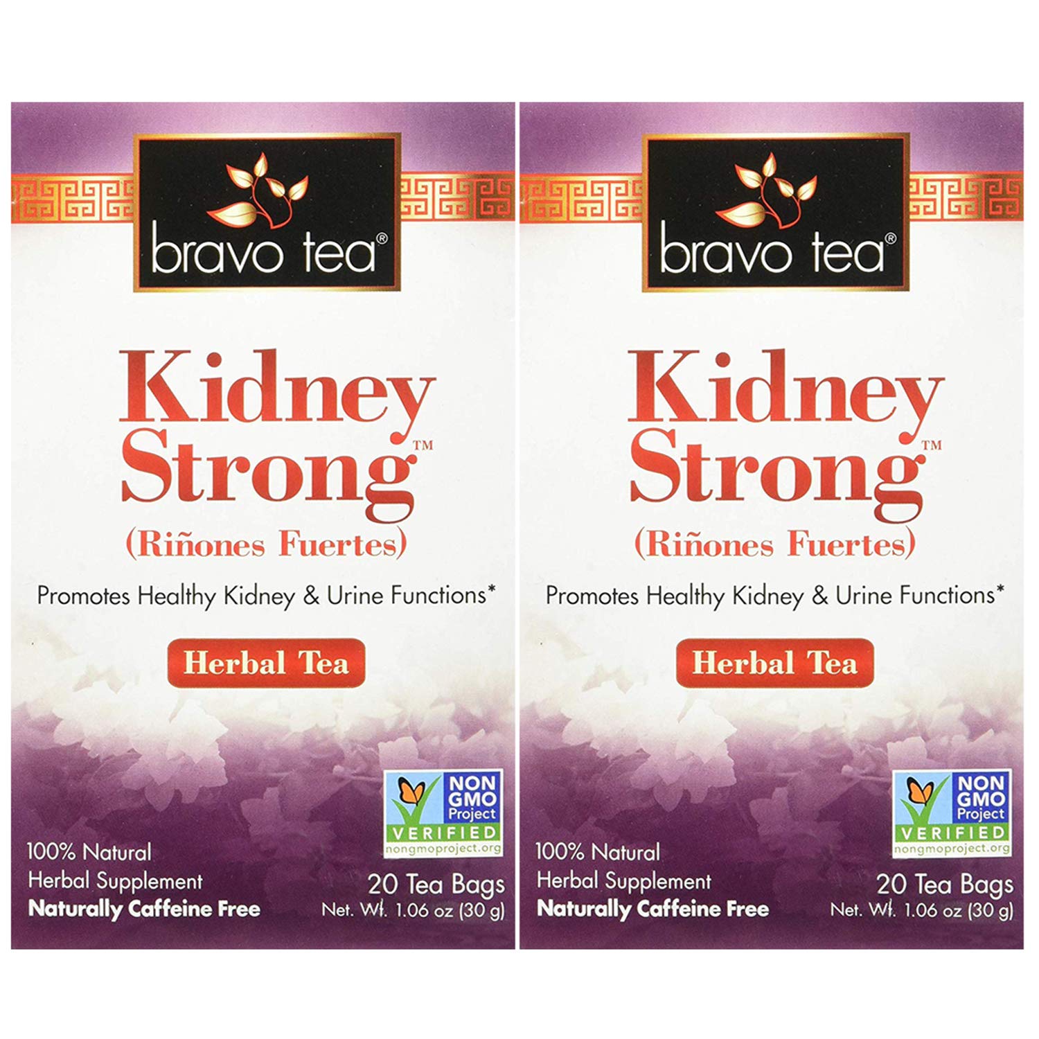 Bravo Tea Kidney Strong Herbal Tea, Caffeine Free, 20 Tea Bags, Pack of 2