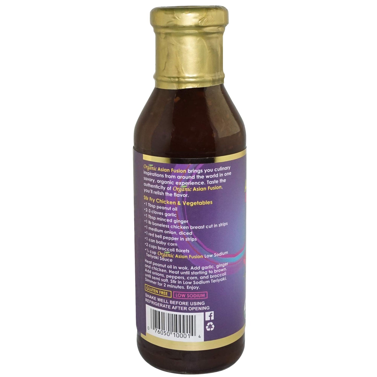 Asian Fusion Organic Low Sodium Teriyaki Sauce, USDA Organic, Non-GMO, Gluten-Free, 15 Oz.