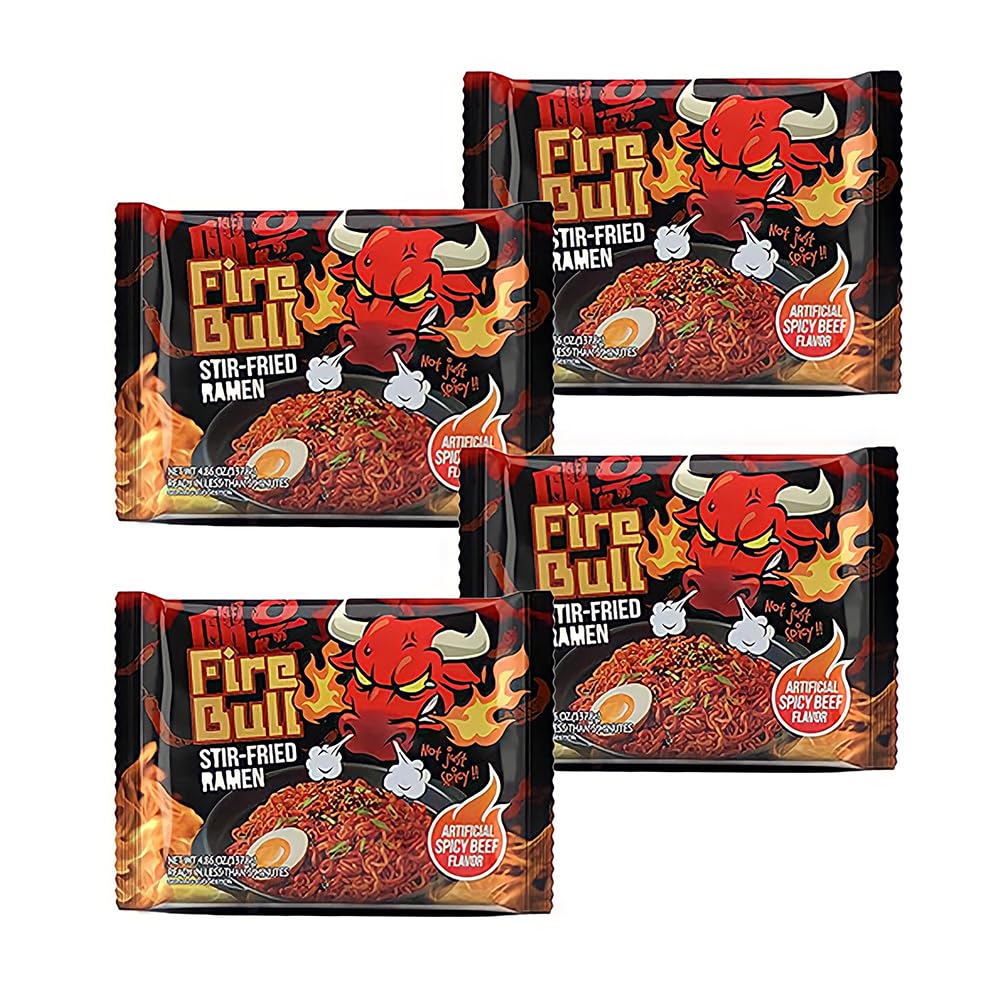 [Fire Bull Ramen] Intense Spicy Stir-Fried Ramen | Authentic Korean Heat Meets Flavorful Delight | Thick, Chewy Noodles | Quick
