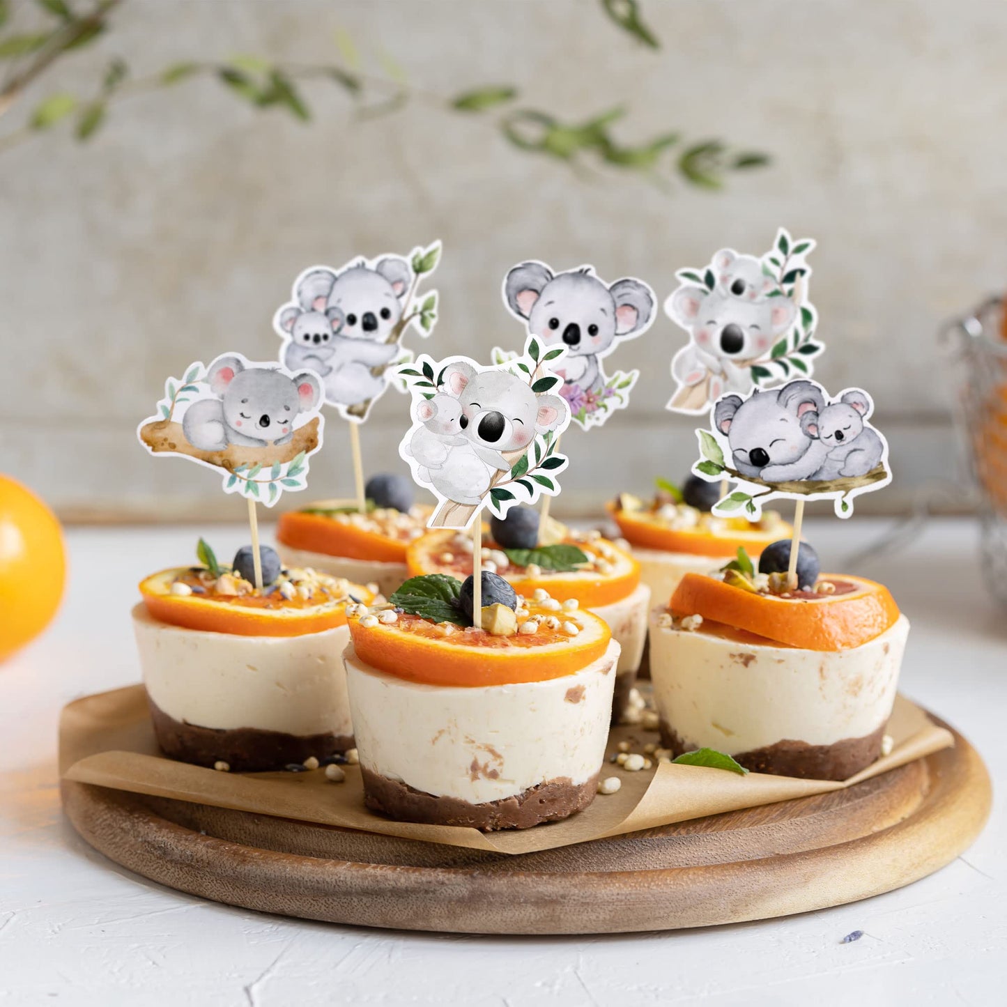 Gyufise 36Pcs Koala Cupcake Toppers Glitter Wild Animal Cupcake Picks Koala Birthday Cupcake Decorations Baby Shower Birthday Th