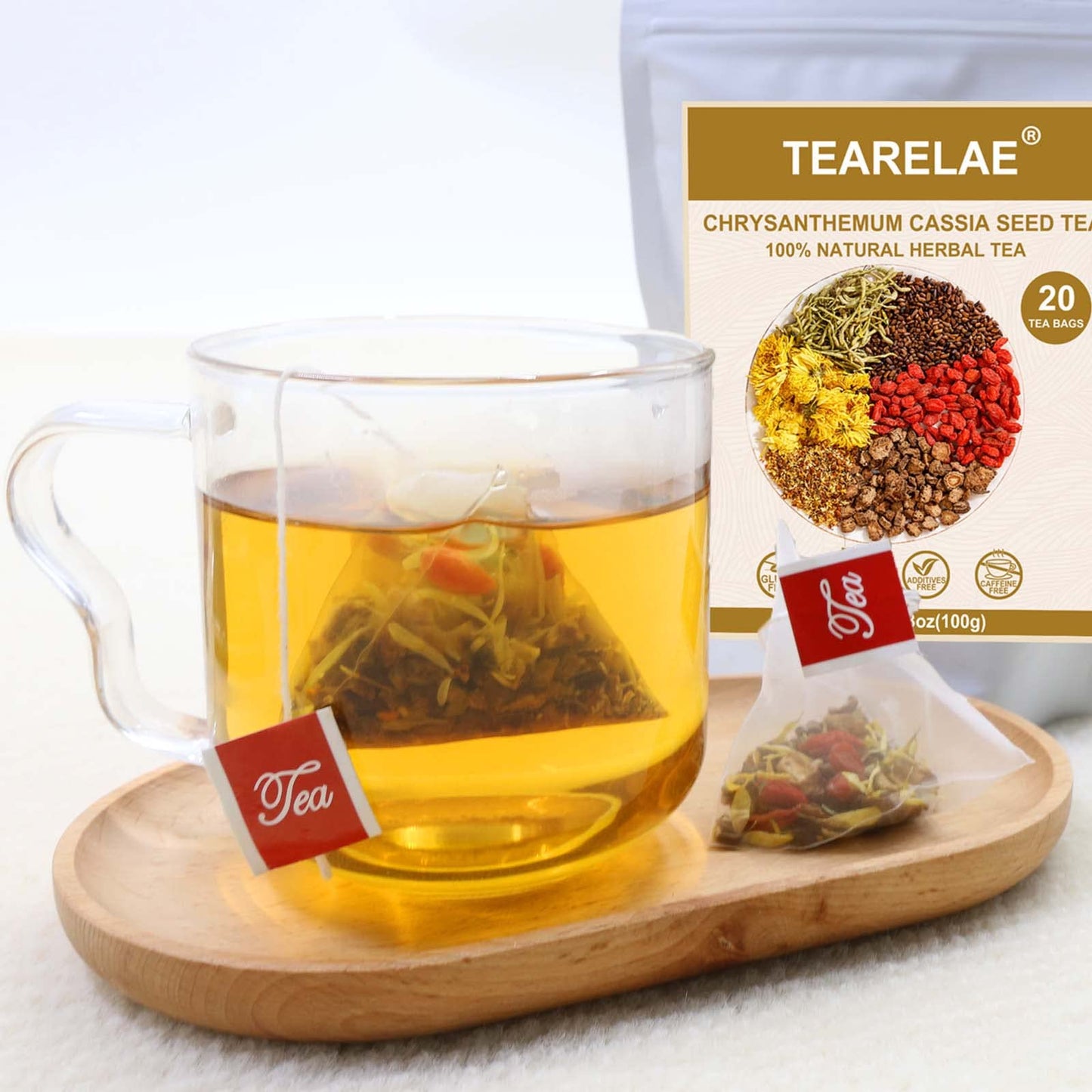 Tearelae - Chrysanthemum Cassia Seed Tea - 5G X 20 Counts - Burdock Root, Goji Berry, Honeysuckle, Osmanthus - Combination Herba
