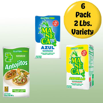 Maseca Variety Pack Gluten Free Harina De Maiz (Corn Flour) 2 Lbs Bag 6 Pack