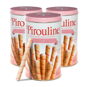 Pirouline Rolled Wafers - Strawberry - Rolled Wafer Sticks, Crme Filled Wafers, Rolled Cookies for Coffee, Tea, Ice Cream, Snack