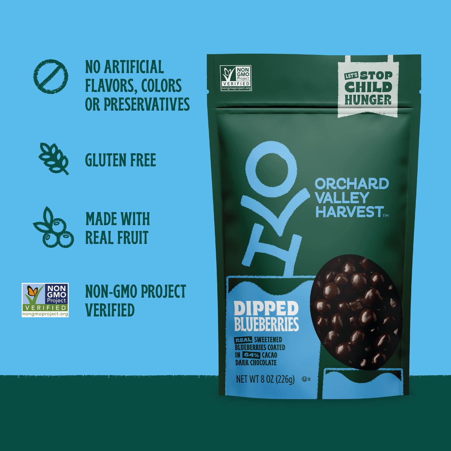 Orchard Valley Harvest Dark Chocolate Dipped Blueberries, 8 Oz (Pack Of 1), Made With Real Sweetened Blueberries, Gluten Free, N