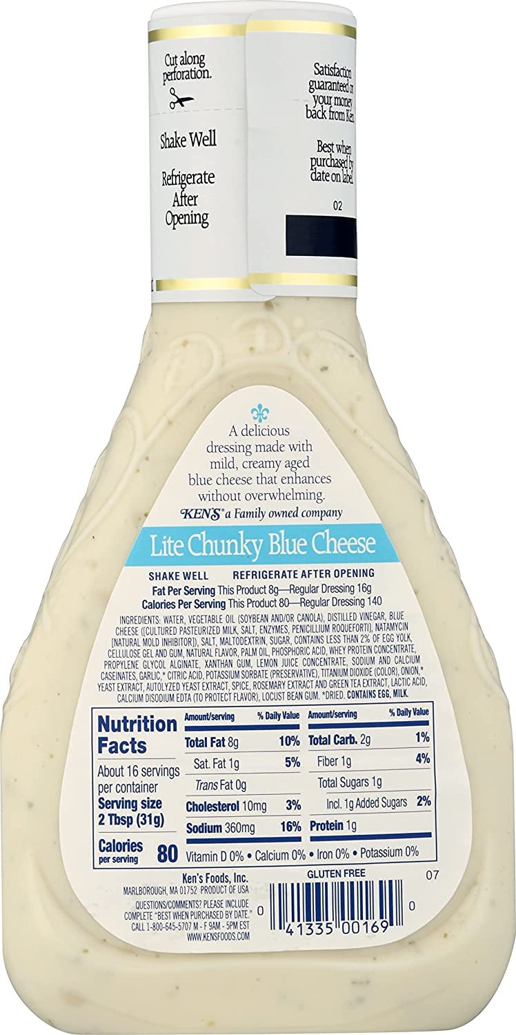 Ken'S Steak House Lite Chunky Blue Cheese Dressing (16 Fl Oz, Pack Of 3)