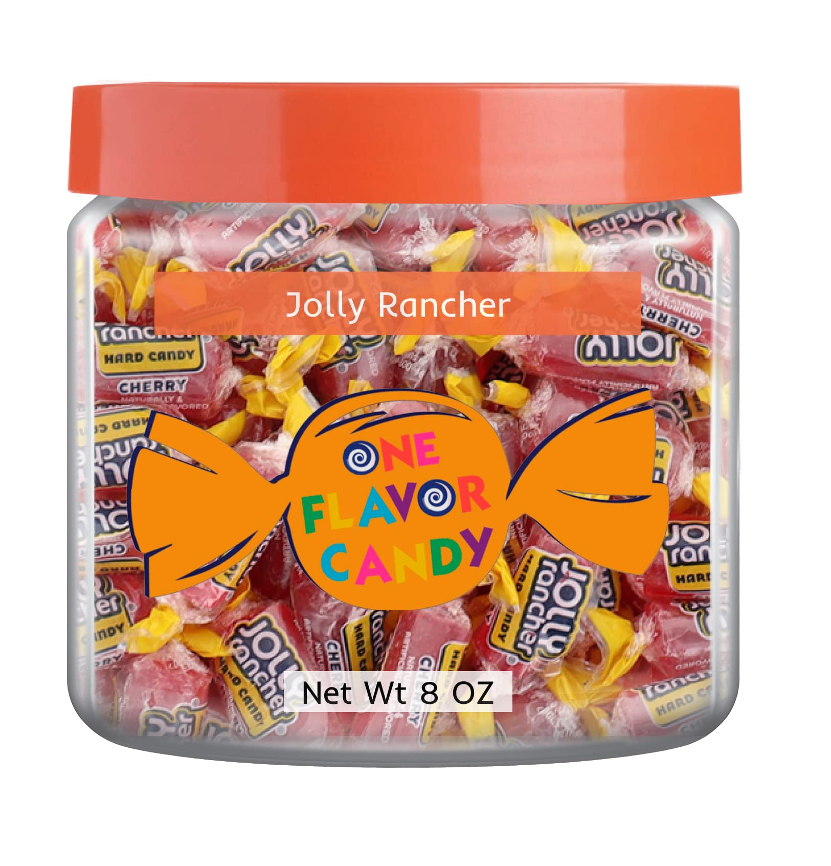 Jolly Rancher World'S Best Flavored Fruit Hard Candy Bulk Candies In Jar Tasty Yummy Perfectly Delicious Time (Cherry, 8Oz)