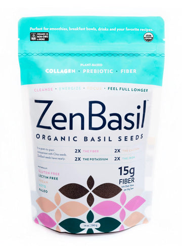 Zen Basil Seeds | Edible Basil Seeds USDA Organic, Kosher, Non-GMO, lectin Free, Gluten Free, Plant Based, Keto, Paleo, Vegan | 
