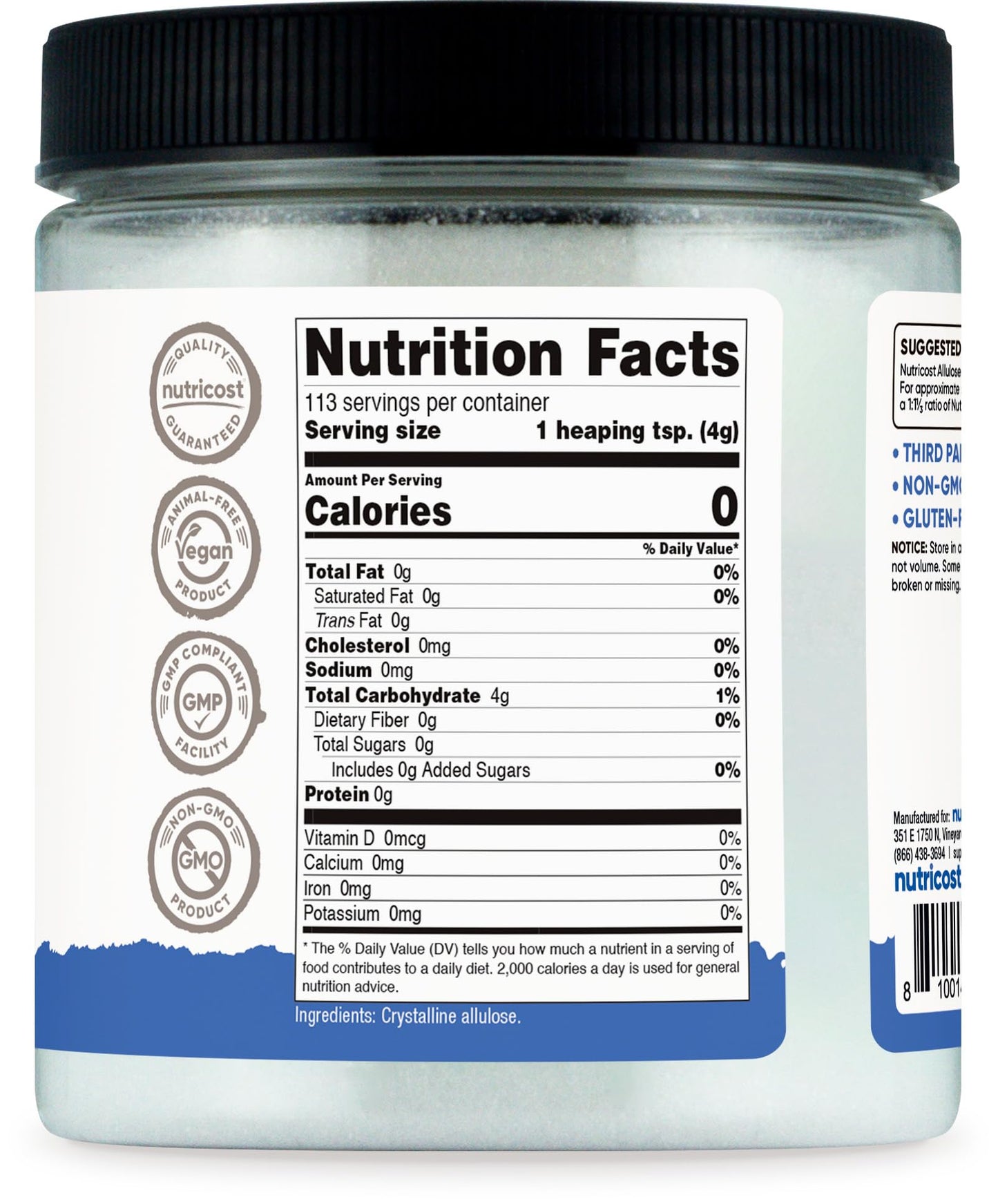 Nutricost Allulose Sweetener (1 LB) - KETO Sugar, 0 Calorie, Low Carb, Natural Sugar Alternative, Crystalline Powder