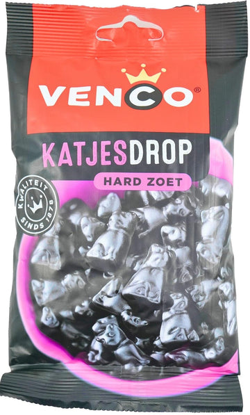 Venco Firm Sweet Licorice Cats (Katjesdrop) 4.2 Ounce Bag (Pack of 4)