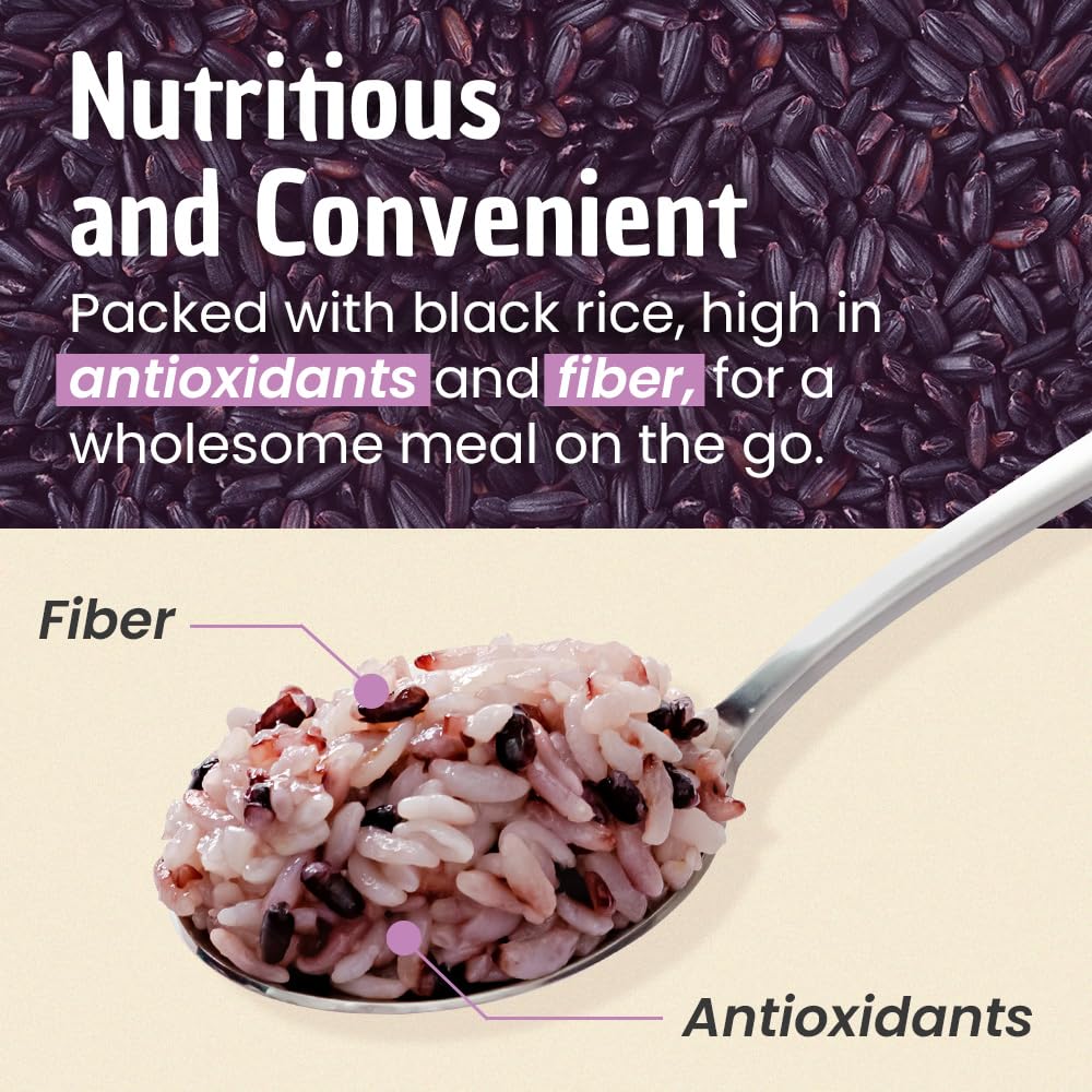 O'Food Bap Instant Black Rice (Pack Of 12), Korean Cooked Black Rice, Microwavable, Gluten-Free Sticky Rice Bowl, Asian Rice, Pa