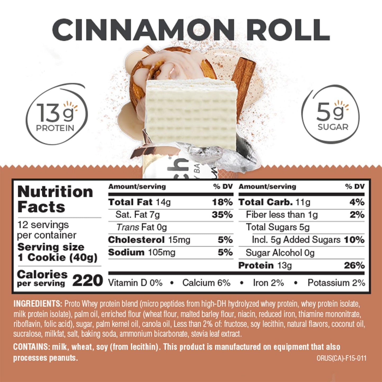 Power Crunch Protein Wafer Bars, High Protein Snacks With Delicious Taste, Cinnamon Roll, 1.4 Ounce (12 Count)