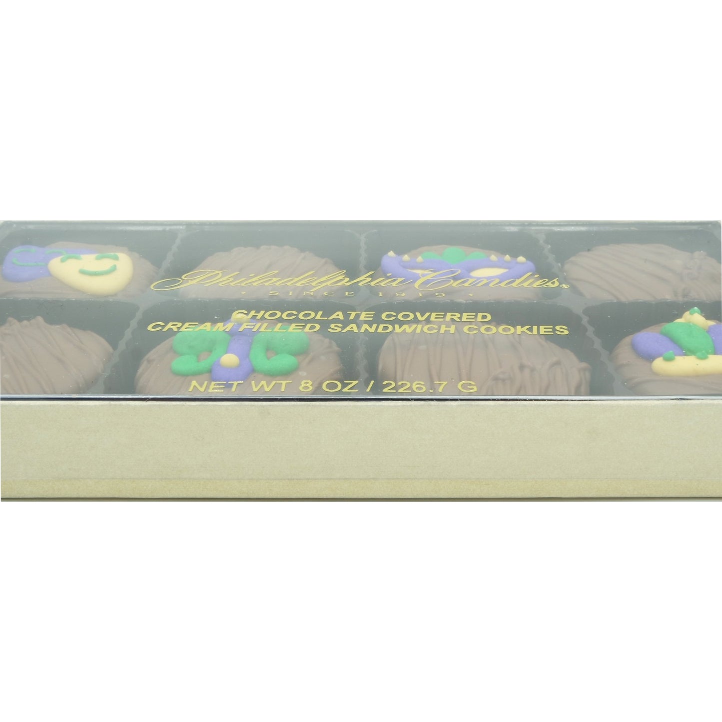 Philadelphia Candies Milk Chocolate Covered OREO Cookies Gift Box, Mardi Gras Assortment, 8 Ounce